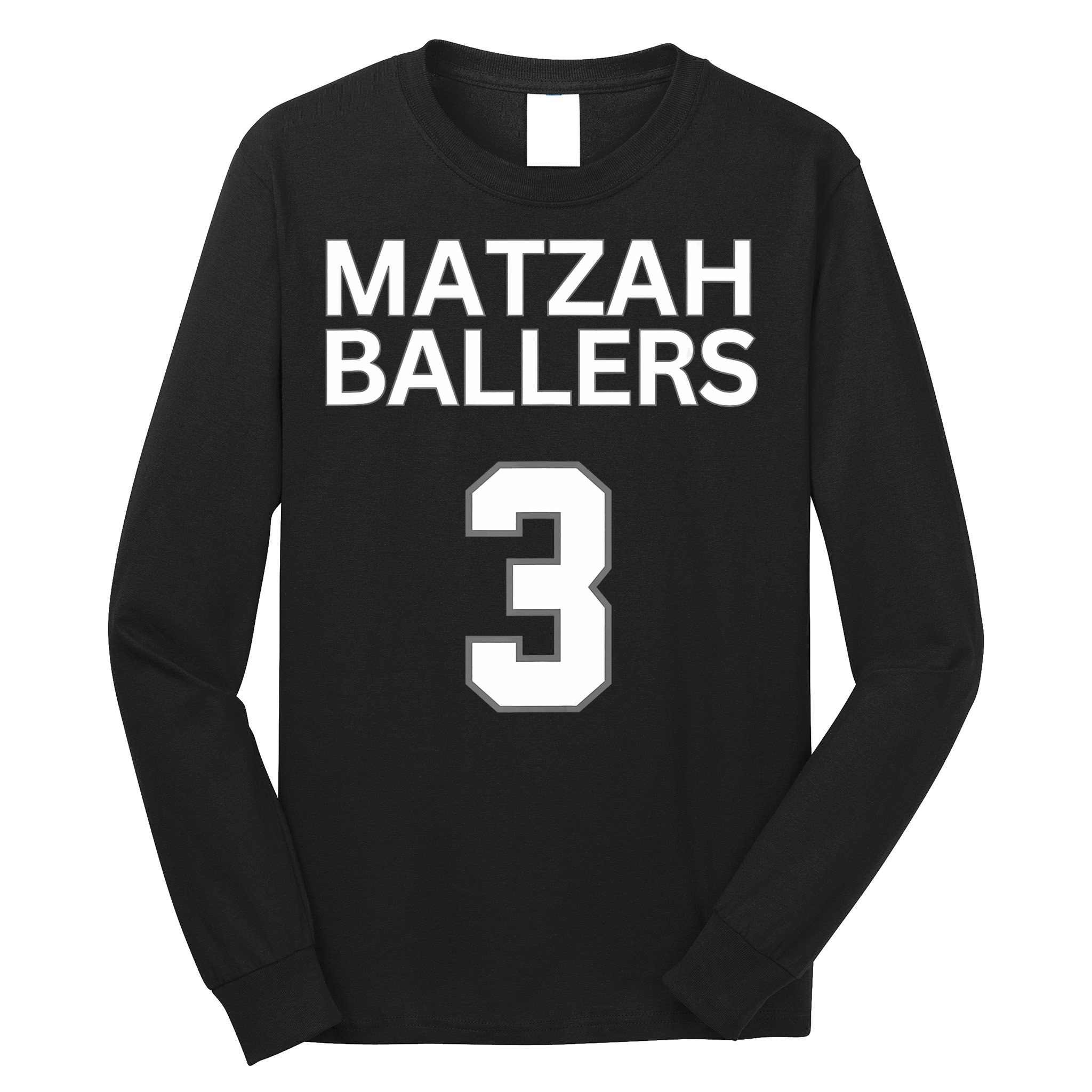 Matzah Ballers 3 Funny Jewish Pun Basketball Team Jersey Long Sleeve Shirt