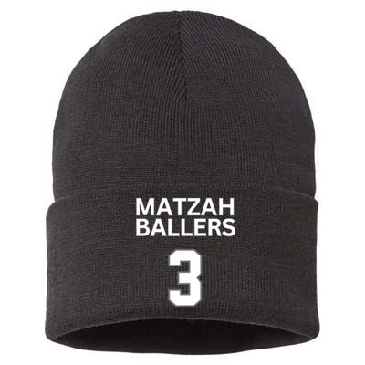 Matzah Ballers 3 Funny Jewish Pun Basketball Team Jersey Sustainable Knit Beanie