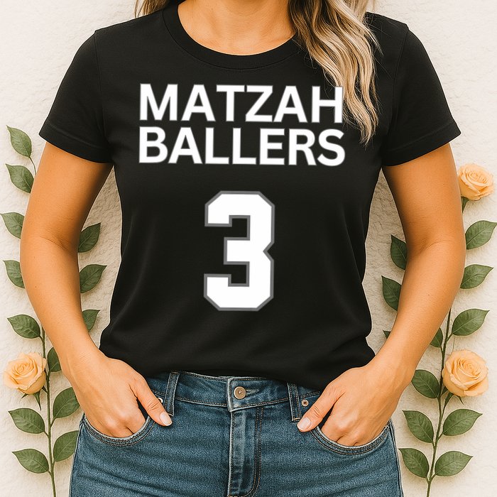Matzah Ballers 3 Funny Jewish Pun Basketball Team Jersey Womens T-Shirt