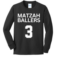 Matzah Ballers 3 Funny Jewish Pun Basketball Team Jersey Kids Long Sleeve Shirt