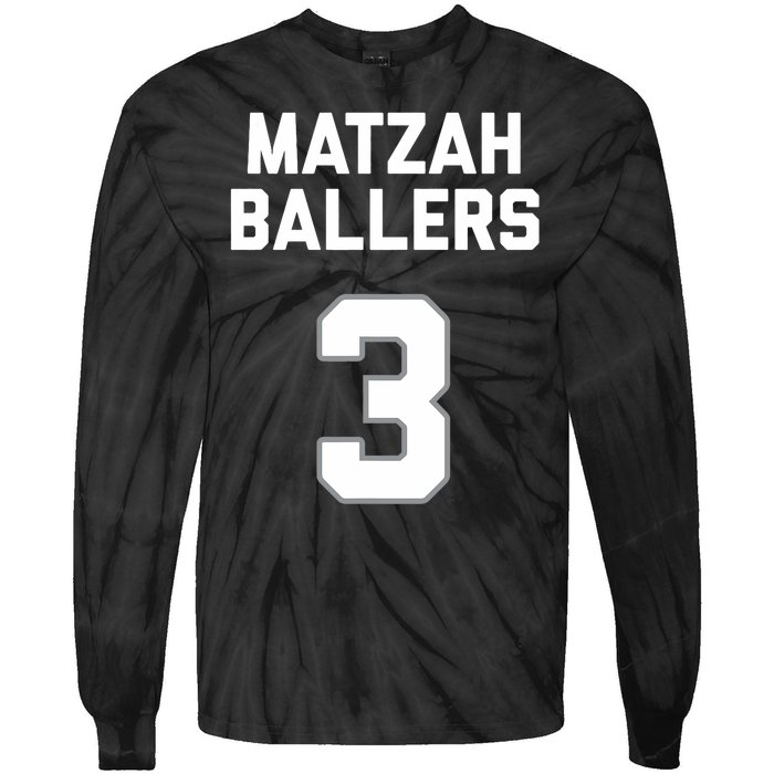 Matzah Baller 3 Funny Jewish Matzo Ball Pun Basketball Team Tie-Dye Long Sleeve Shirt