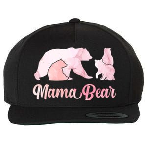 Mama Bear 3 Cubs Mom Bear Awesome Camping Gift Wool Snapback Cap