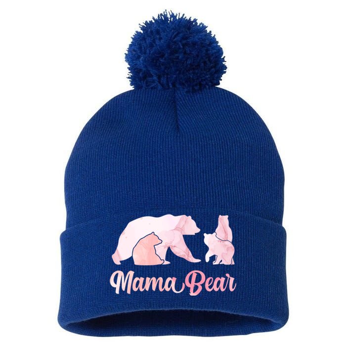 Mama Bear 3 Cubs Mom Bear Awesome Camping Gift Pom Pom 12in Knit Beanie