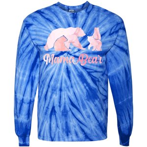 Mama Bear 3 Cubs Mom Bear Awesome Camping Gift Tie-Dye Long Sleeve Shirt