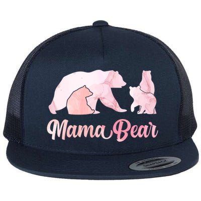 Mama Bear 3 Cubs Mom Bear Awesome Camping Gift Flat Bill Trucker Hat