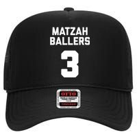 Matzah Baller 3 Funny Jewish Matzo Ball Pun Basketball Team High Crown Mesh Back Trucker Hat