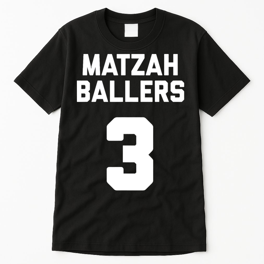 Matzah Baller 3 Funny Jewish Matzo Ball Pun Basketball Team Tall T-Shirt
