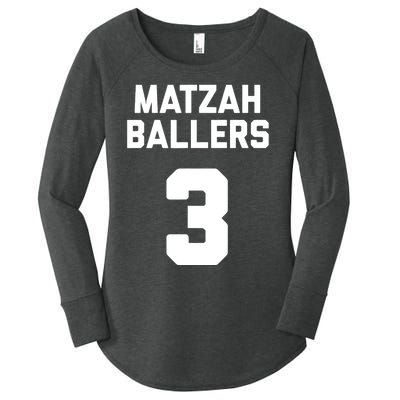 Matzah Baller 3 Funny Jewish Matzo Ball Pun Basketball Team Women's Perfect Tri Tunic Long Sleeve Shirt