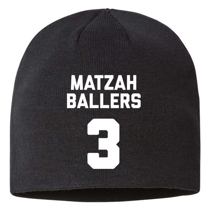 Matzah Baller 3 Funny Jewish Matzo Ball Pun Basketball Team Sustainable Beanie