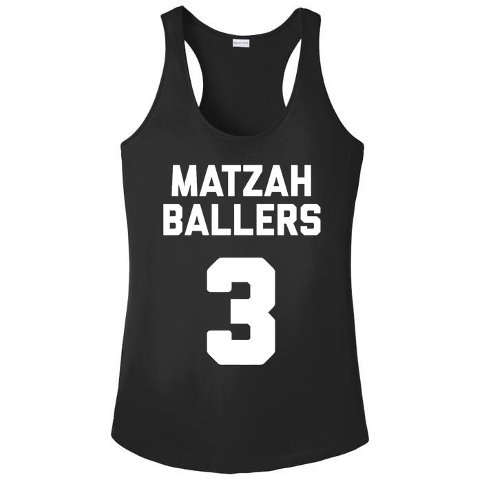 Matzah Baller 3 Funny Jewish Matzo Ball Pun Basketball Team Ladies PosiCharge Competitor Racerback Tank