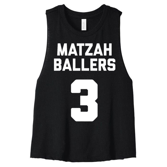 Matzah Baller 3 Funny Jewish Matzo Ball Pun Basketball Team Women's Racerback Cropped Tank