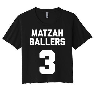 Matzah Baller 3 Funny Jewish Matzo Ball Pun Basketball Team Women's Crop Top Tee