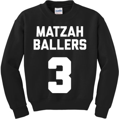 Matzah Baller 3 Funny Jewish Matzo Ball Pun Basketball Team Kids Sweatshirt