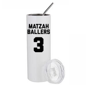 Matzah Baller 3 Funny Jewish Matzo Ball Pun Basketball Team Stainless Steel Tumbler