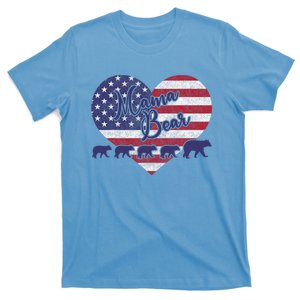 Mama Bear 4th Of July 4 Cubs Usa Flag Heart T-Shirt