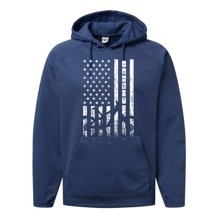 Mountain Bike 4th Of July Independence Day Patriot Flag Performance Fleece Hoodie