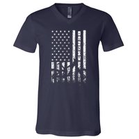 Mountain Bike 4th Of July Independence Day Patriot Flag V-Neck T-Shirt