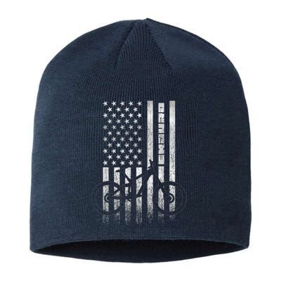 Mountain Bike 4th Of July Independence Day Patriot Flag Sustainable Beanie