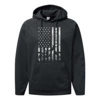 Mountain Bike 4th of July - Independence Day Patriot Flag Performance Fleece Hoodie