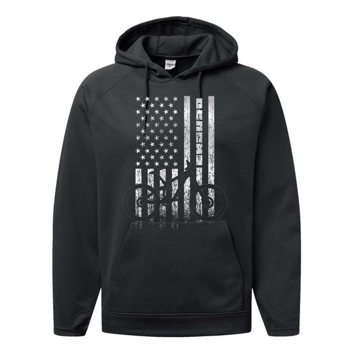 Mountain Bike 4th of July - Independence Day Patriot Flag Performance Fleece Hoodie