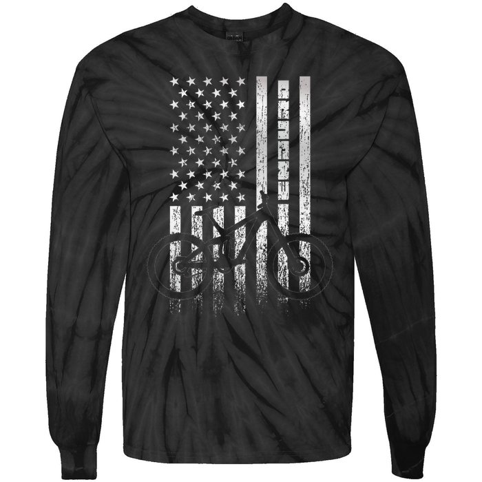 Mountain Bike 4th of July - Independence Day Patriot Flag Tie-Dye Long Sleeve Shirt