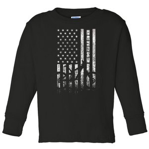 Mountain Bike 4th of July - Independence Day Patriot Flag Toddler Long Sleeve Shirt