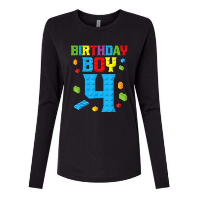 Master Builder 4th Birthday Boy 4 Four Year Building Bricks Womens Cotton Relaxed Long Sleeve T-Shirt