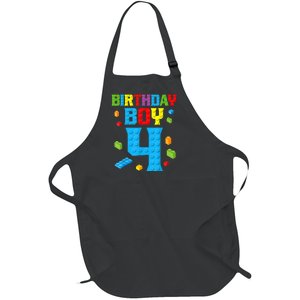 Master Builder 4th Birthday Boy 4 Four Year Building Bricks Full-Length Apron With Pockets