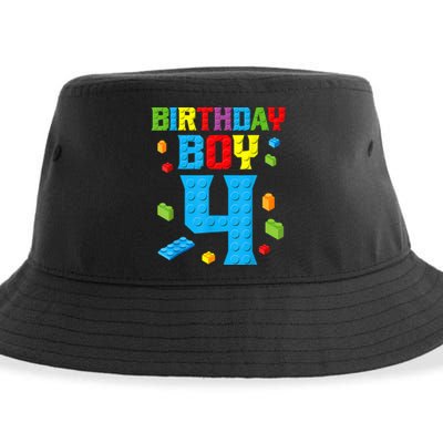 Master Builder 4th Birthday Boy 4 Four Year Building Bricks Sustainable Bucket Hat