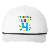 Master Builder 4th Birthday Boy 4 Four Year Building Bricks Snapback Five-Panel Rope Hat