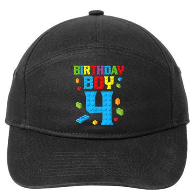 Master Builder 4th Birthday Boy 4 Four Year Building Bricks 7-Panel Snapback Hat