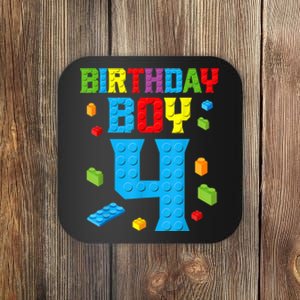 Master Builder 4th Birthday Boy 4 Four Year Building Bricks Coaster