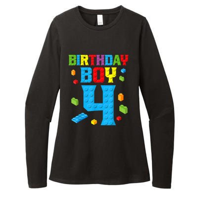 Master Builder 4th Birthday Boy 4 Four Year Building Bricks Womens CVC Long Sleeve Shirt