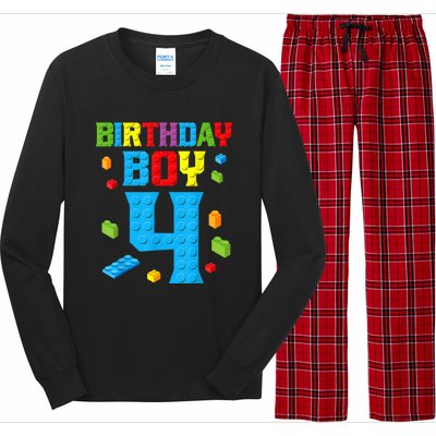 Master Builder 4th Birthday Boy 4 Four Year Building Bricks Long Sleeve Pajama Set