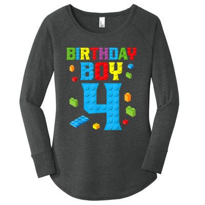 Master Builder 4th Birthday Boy 4 Four Year Building Bricks Women's Perfect Tri Tunic Long Sleeve Shirt