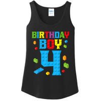 Master Builder 4th Birthday Boy 4 Four Year Building Bricks Ladies Essential Tank