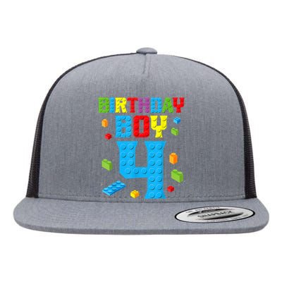 Master Builder 4th Birthday Boy 4 Four Year Building Bricks Flat Bill Trucker Hat