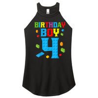 Master Builder 4th Birthday Boy 4 Four Year Building Bricks Women's Perfect Tri Rocker Tank