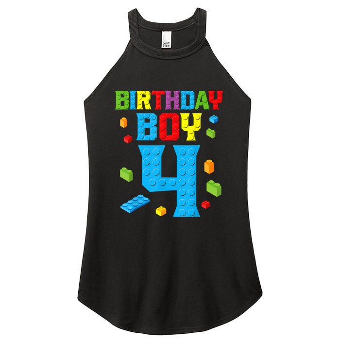 Master Builder 4th Birthday Boy 4 Four Year Building Bricks Women's Perfect Tri Rocker Tank