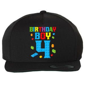 Master Builder 4th Birthday Boy 4 Four Year Building Bricks Wool Snapback Cap