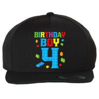 Master Builder 4th Birthday Boy 4 Four Year Building Bricks Wool Snapback Cap