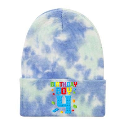 Master Builder 4th Birthday Boy 4 Four Year Building Bricks Tie Dye 12in Knit Beanie