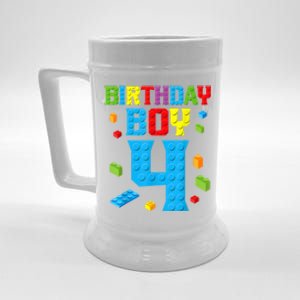 Master Builder 4th Birthday Boy 4 Four Year Building Bricks Beer Stein