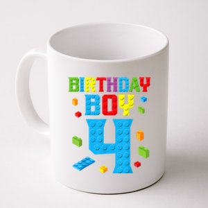 Master Builder 4th Birthday Boy 4 Four Year Building Bricks Coffee Mug