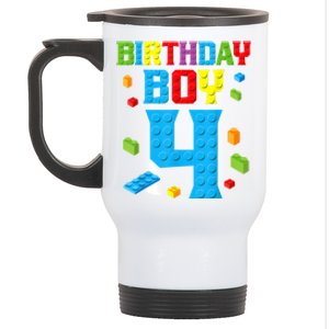 Master Builder 4th Birthday Boy 4 Four Year Building Bricks Stainless Steel Travel Mug