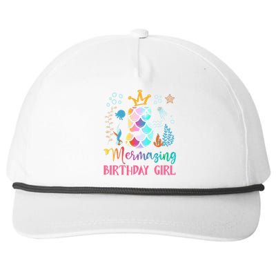 Mermazing Birthday  5th Mermaid Ocean Fish Tail Deep Sea Snapback Five-Panel Rope Hat