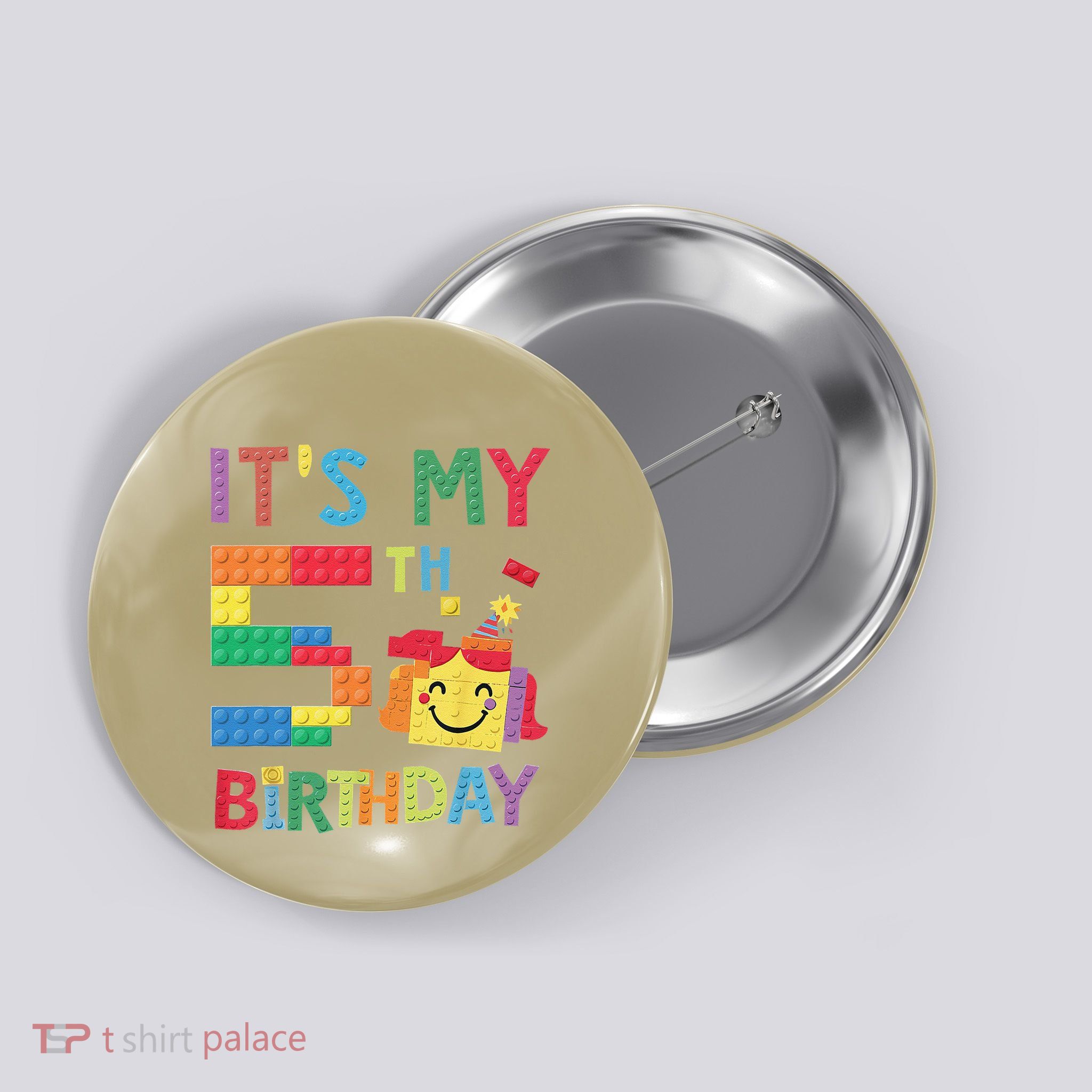 Master Builder 5th ItS My 5th Birthday Brick Blocks Button