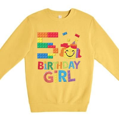 Master Builder 5th Birthday Girl 5 Year Old Brick Blocks Premium Crewneck Sweatshirt