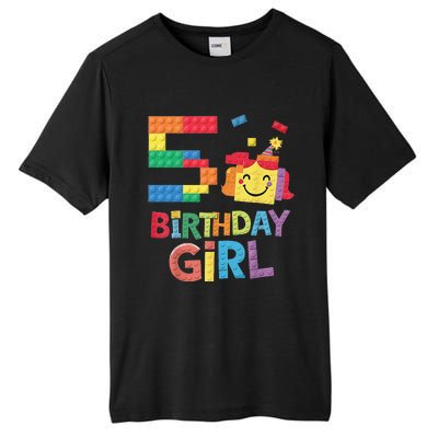 Master Builder 5th Birthday Girl 5 Year Old Brick Blocks Tall Fusion ChromaSoft Performance T-Shirt