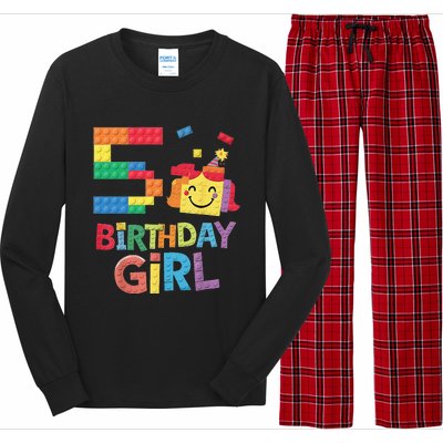 Master Builder 5th Birthday Girl 5 Year Old Brick Blocks Long Sleeve Pajama Set